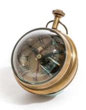 Antiqued Brass Magnified Table Clock