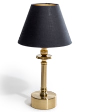 Brass Cordless Rechargeable Table Lamp with Black Shade