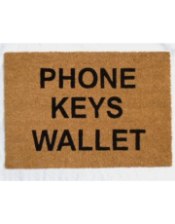 "Phones Keys Wallet" Doormat