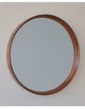 Large Round Oak Wood-Framed Dovetail Wall Mirror