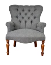 Pewter Herringbone Button Back Occasional Chair - Hand Made in the UK