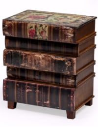 Antiqued Stacked Books Side Cabinet