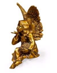 Antique Gold Sitting Angel Figure