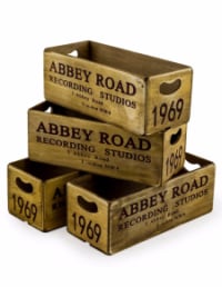 Set of 4 Antiqued "Abbey Road" Wooden Boxes