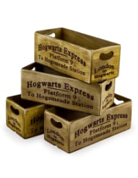 Set of 4 Antiqued "Platform 9 & 3/4" Wooden Boxes