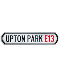 Antiqued Wooden "Upton Park E13" Road Sign