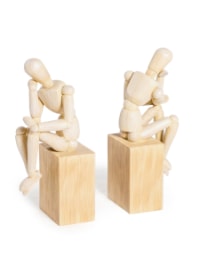 Set of 2 "Thinker" Wooden Effect Model Man Bookends