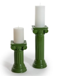 Matt Dark Green Small Ionic Column Ceramic Candle Holder