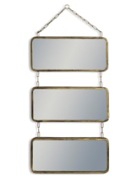 Antique Gold Metal 3 Piece Wall Mirror on Chain