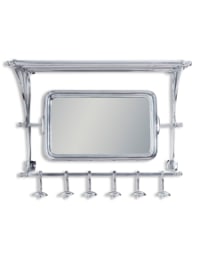 Polished Aluminium Luggage Rack with Mirror and Hooks