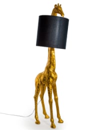 Antique Gold Giraffe Floor Lamp with Black Shade