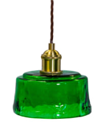 Antique Brass Pendant Light with Green Glass Shade