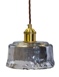 Antique Brass Pendant Light with Smoke Grey Glass Shade