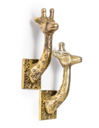 Set of 2 Antique Gold Giraffe Curtain Holds/Coat Hooks