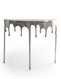 Raw Nickel "Dali" Drip Oval Aluminium Console Table