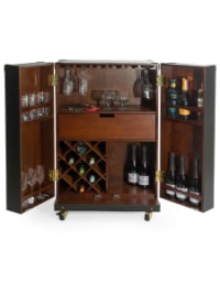Soho Steamer Large Leather Two-Door Wine / Bar Cabinet