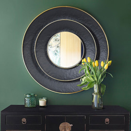 Black and Gold Tiered Wall Mirror