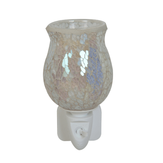 White Glow Crackle Tulip Mosaic Warmer