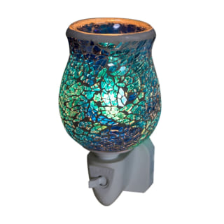 Aqua Teal Crackle Mosaic Warmer