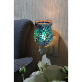 Aqua Teal Crackle Mosaic Warmer