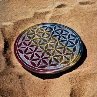 Rainbow Flower of Life Soapstone Incense holder