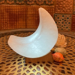 White Crescent LED Salt Lamp wt USB