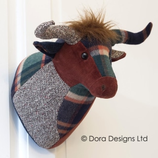 Patchwork Highland Cow Trophy Head