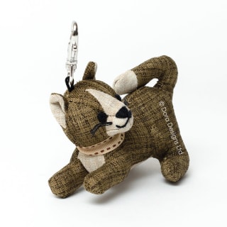 Khaki Linen Tabby Cat Key Ring by Dora Designs