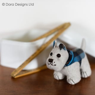 Plaid Westie animal Paperweight by Dora Designs