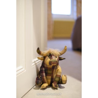 Plaid Highland Cow Fabric Doorstop by Dora Designs