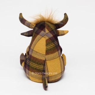 Plaid Highland Cow Tartan Doorstop by Dora Designs