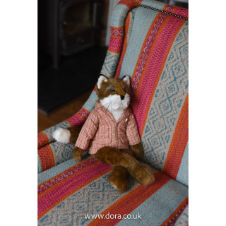 Plush Fox Doorstop Dressed in designed jacket