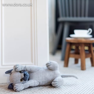 Cat Rolling Fabric Doorstop by Dora Designs