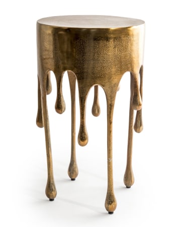 Gold "Dali" Drip Round Aluminium Side Table