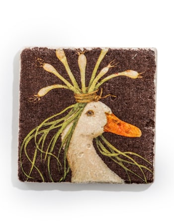Ducks New Hair Day Natural Stone Coaster (Right Facing)