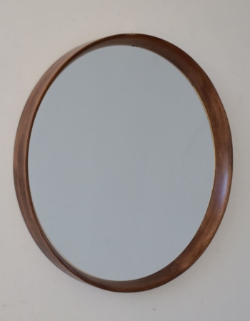 Extra Large Round Oak Wood-Framed Dovetail Wall Mirror