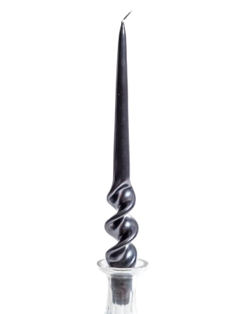 "Metallic Black" 29cm Hand Turned Taper Candle