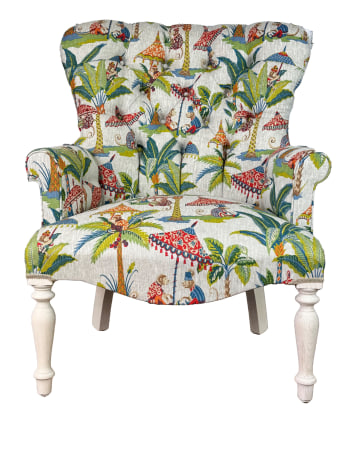 Exotic Monkey Parasol Button Back Occasional Chair - Hand Made in the UK