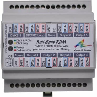 Artistic Licence Rail-Split RDM II DMX512 Splitter 1 into 6 with RDM Support