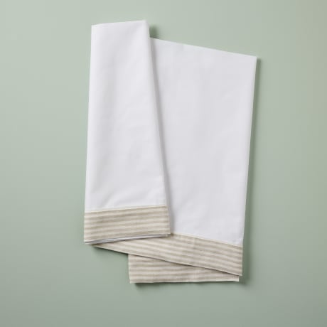 Cot Bed Sheet - Linen Stripe / Beige