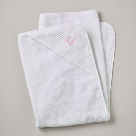 Hooded towel - Embroidered Bunny / Pink