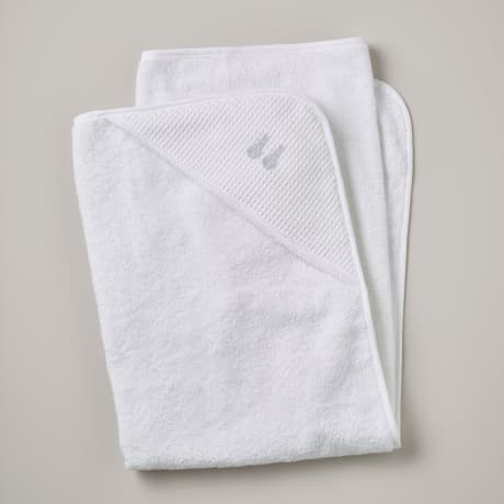 Hooded towel - Embroidered Bunny / Grey