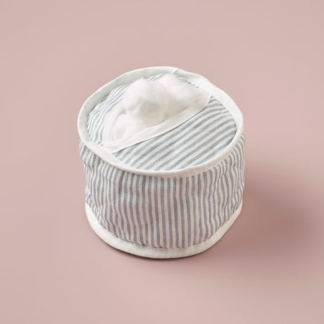 Cotton Wool Holder - Linen Stripe / Blue