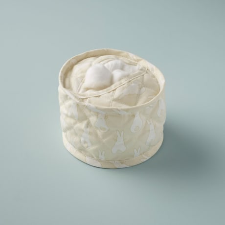 Cotton Wool Holder - Rabbit Trellis / Cream