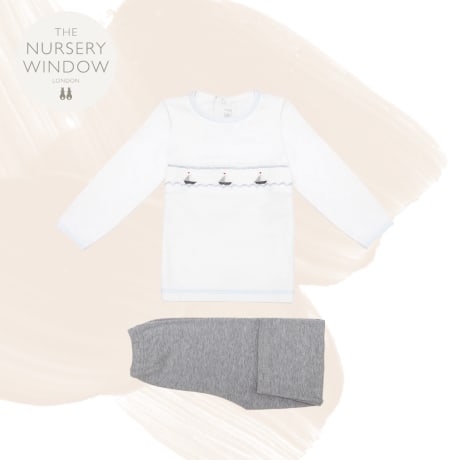 Grey Smocked Boat Pyjamas