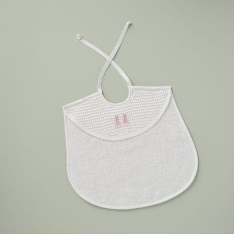 Large Bib - Embroidered Bunny / Pink