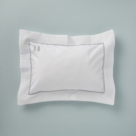 Pillowcase - Embroidered Bunny / Grey