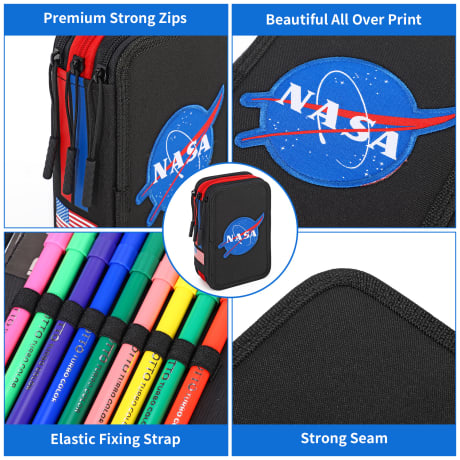 NASA 3 Zipped Filled Pencil Case