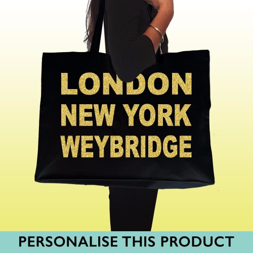 London New York your town personalised giant tote bag