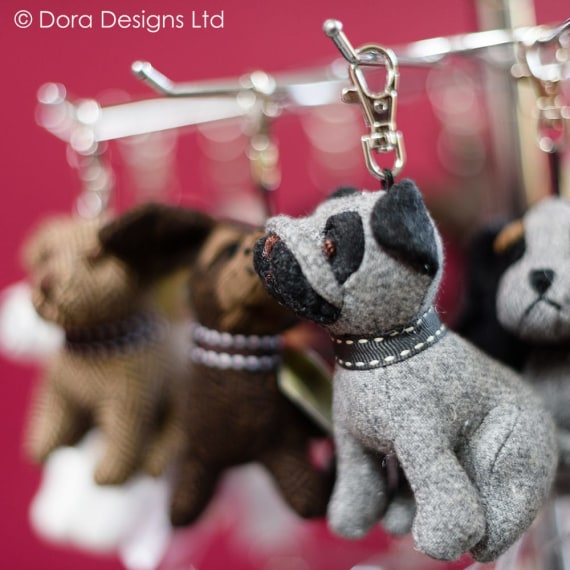 Puggles The Pug Dog Key Ring